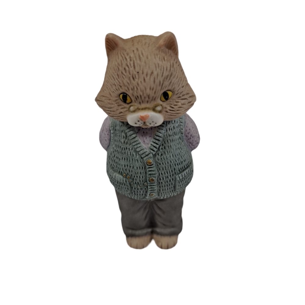 Vintage Sophisticated Gentleman Enesco Cat Porcelain Figurine 3"